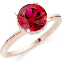 Ruby and Diamond Hidden Double Halo Ring in 9ct Rose Gold