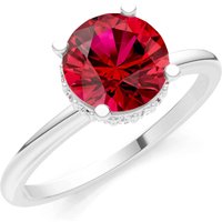 Ruby and Diamond Hidden Double Halo Ring in 18ct White Gold