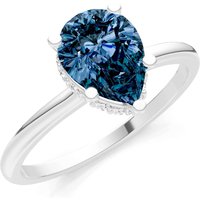 Alexandrite and Diamond Pear Hidden Double Halo Ring in 18ct White Gold
