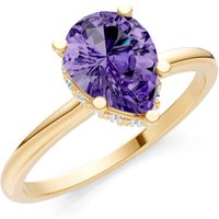 Amethyst and Diamond Pear Hidden Double Halo Ring in 18ct Gold