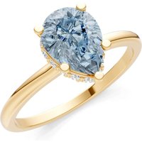 Aquamarine and Diamond Pear Hidden Double Halo Ring in 18ct Gold