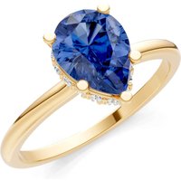 Sapphire and Diamond Pear Hidden Double Halo Ring in 18ct Gold