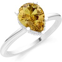 Citrine and Diamond Pear Hidden Double Halo Ring in 18ct White Gold