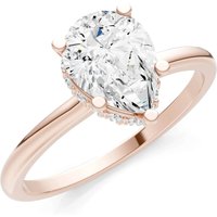 Diamond Pear Hidden Double Halo Ring, 1.0 ct in 9ct Rose Gold