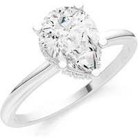 Diamond Pear Hidden Double Halo Ring, 1.0 ct in 18ct White Gold