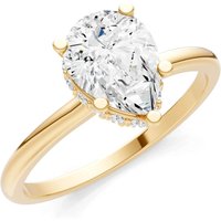 Diamond Pear Hidden Double Halo Ring, 1.0 ct in 9ct Gold