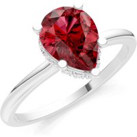 Garnet and Diamond Pear Hidden Double Halo Ring in 18ct White Gold
