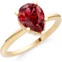 Garnet and Diamond Pear Hidden Double Halo Ring in 18ct Gold
