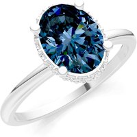 Alexandrite and Diamond Oval Hidden Double Halo Ring in 18ct White Gold