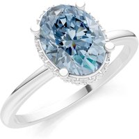 Aquamarine and Diamond Oval Hidden Double Halo Ring in 18ct White Gold
