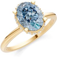 Aquamarine and Diamond Oval Hidden Double Halo Ring in 18ct Gold
