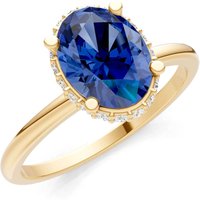 Sapphire and Diamond Oval Hidden Double Halo Ring in 18ct Gold