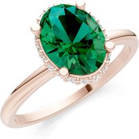 Emerald and Diamond Oval Hidden Double Halo Ring in 9ct Rose Gold