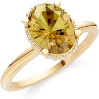 Citrine and Diamond Oval Hidden Double Halo Ring in 9ct Gold