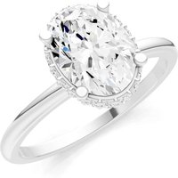 Diamond Oval Hidden Double Halo Ring, 1.0 ct in 9ct White Gold