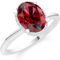 Garnet and Diamond Oval Hidden Double Halo Ring in 18ct White Gold