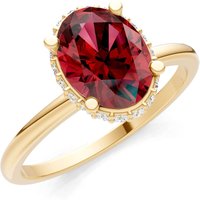 Garnet and Diamond Oval Hidden Double Halo Ring in 18ct Gold