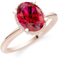 Ruby and Diamond Oval Hidden Double Halo Ring in 9ct Rose Gold