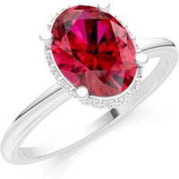 Ruby and Diamond Oval Hidden Double Halo Ring in 18ct White Gold