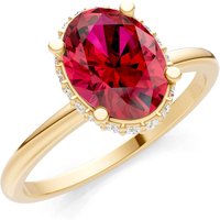 Ruby and Diamond Oval Hidden Double Halo Ring in 18ct Gold