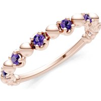 Amethyst Beaded Stacking Ring in 9ct Rose Gold