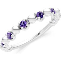 Amethyst Beaded Stacking Ring in 18ct White Gold