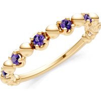 Amethyst Beaded Stacking Ring in 18ct Gold
