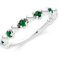 Emerald Beaded Stacking Ring in 18ct White Gold