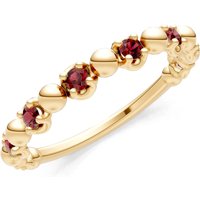 Garnet Beaded Stacking Ring in 18ct Gold