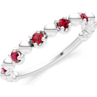 Ruby Beaded Stacking Ring in 18ct White Gold