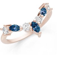 Alexandrite and Diamond Round and Marquise Chevron Ring in 9ct Rose Gold