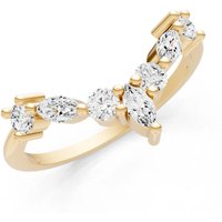 Diamond Round and Marquise Chevron Ring in 9ct Gold