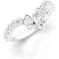 Diamond Round and Marquise Chevron Ring, 0.06 ct in 18ct White Gold