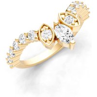 Diamond Round and Marquise Chevron Ring, 0.06 ct in 18ct Gold