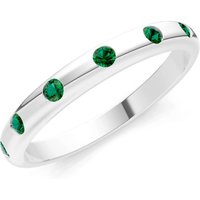 Emerald Flush Set Stacking Ring in 18ct White Gold