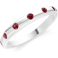 Garnet Flush Set Stacking Ring in 9ct White Gold