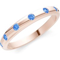 Swiss Blue Topaz Flush Set Stacking Ring in 9ct Rose Gold