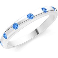 Swiss Blue Topaz Flush Set Stacking Ring in 9ct White Gold