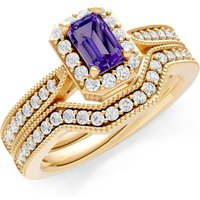 Amethyst Five Stone Gemstone Band Ring in 18ct Gold