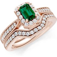 Emerald Five Stone Gemstone Band Ring in 9ct Rose Gold