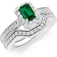 Emerald Five Stone Gemstone Band Ring in 18ct White Gold