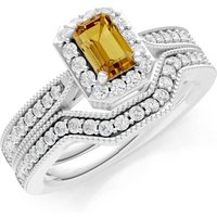 Citrine Five Stone Gemstone Band Ring in 18ct White Gold