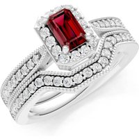 Garnet Five Stone Gemstone Band Ring in 18ct White Gold