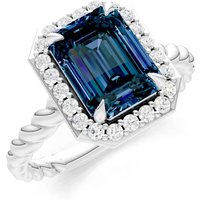 Alexandrite and Diamond Twisted Vine Solitaire Halo Ring in 18ct White Gold