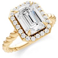 Diamond Twisted Vine Solitaire Halo Ring, 1.5 ct in 18ct Gold