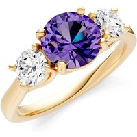Amethyst and Diamond Three Stone Ring in 18ct Gold