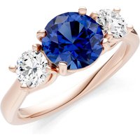 Sapphire and Diamond Three Stone Ring in 9ct Rose Gold