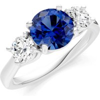 Sapphire and Diamond Three Stone Ring in 18ct White Gold