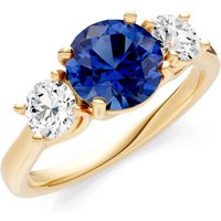 Sapphire and Diamond Three Stone Ring in 18ct Gold