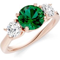 Emerald and Diamond Three Stone Ring in 9ct Rose Gold